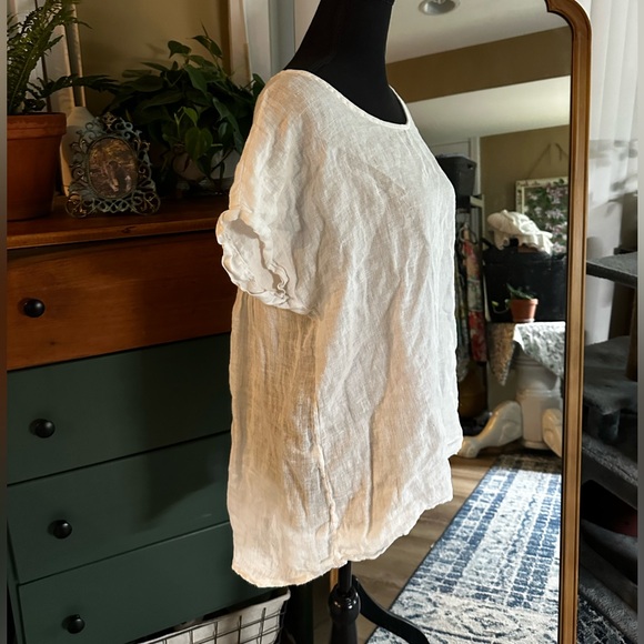 Women’s Terzo Millennio Made in Italy White Linen Blouse Top Size Small - Picture 3 of 9